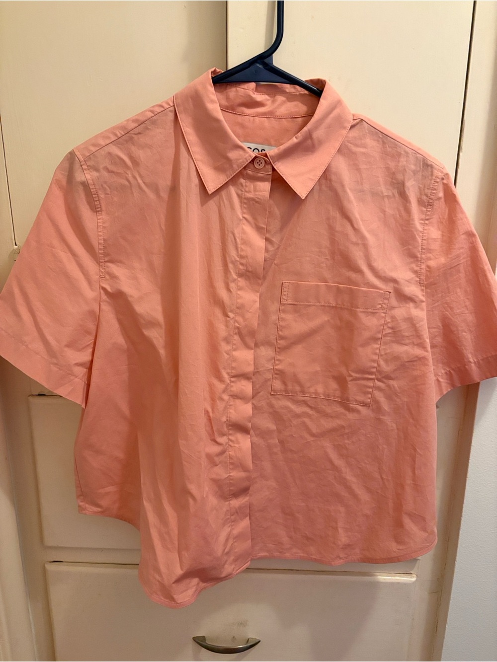 COS Peach Short-Sleeve Button-Down Shirt